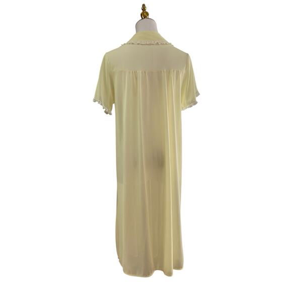 Vintage 60s Charmode SEARS Yellow Nylon Lacy Housecoat Robe Women's Size M - Picture 9 of 12